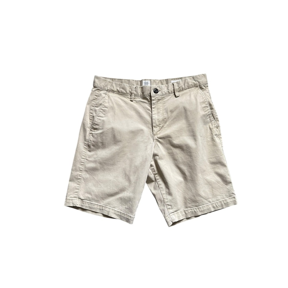 GAP Mens Khaki Chino Shorts Size 31 Flat Front Casual Stretch 10" Inseam‎ Beige